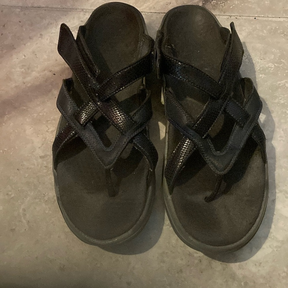 Orthofeet Sandals Comfort Women 11 black velcro adjustable